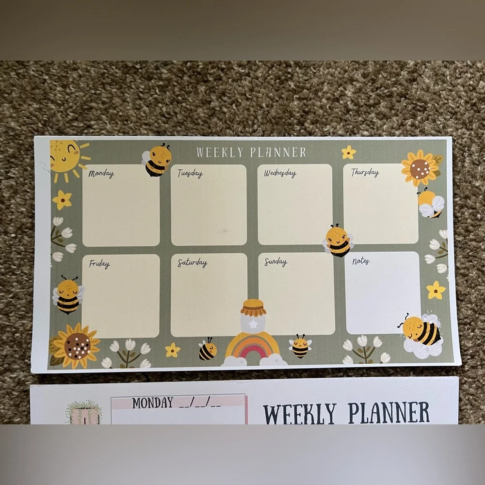 Lot of 3 Weekly Planners Bumblebees Plants Flowers Kawaii Pastel Cute Nature 🐝🌿🌸
